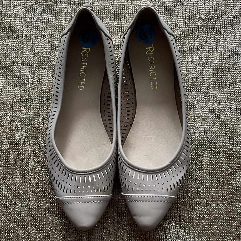 Restricted Women's Perforated Nude Flats, Sz 6.5